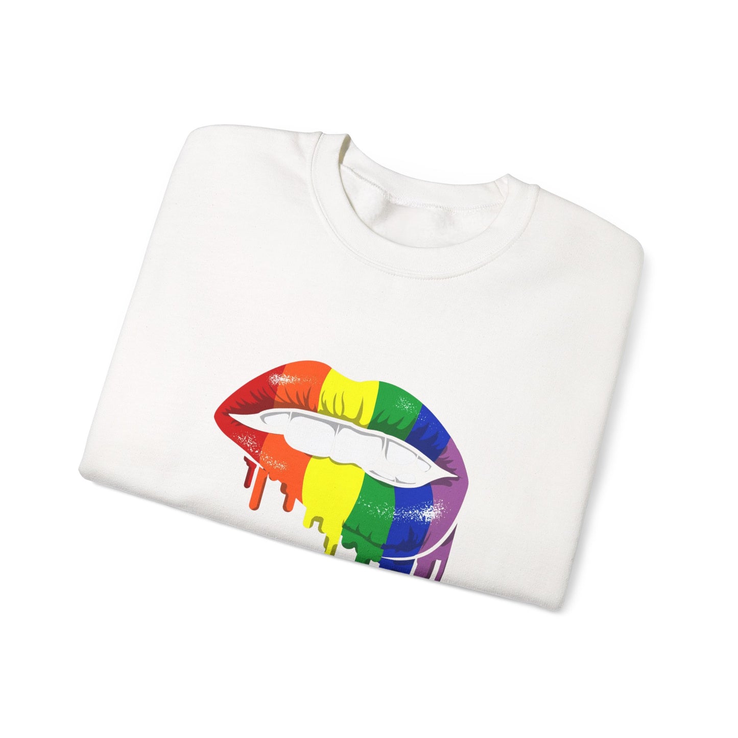 Pride Lip Crewneck Sweatshirt - Unisex Heavy Blend, LGBTQ+ Apparel, Colorful Sweatshirt, Rainbow Gift, Casual Wear