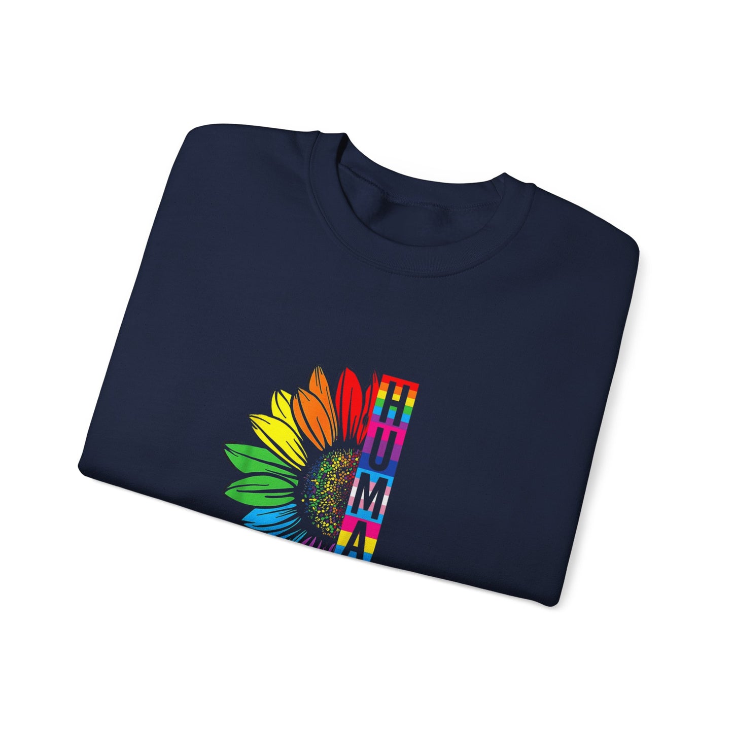 Rainbow Flower Human Sweatshirt | Unisex Crewneck, LGBTQ+ Pride Gift, Colorful Casual Wear, Spring Fashion, Eco-Friendly Apparel