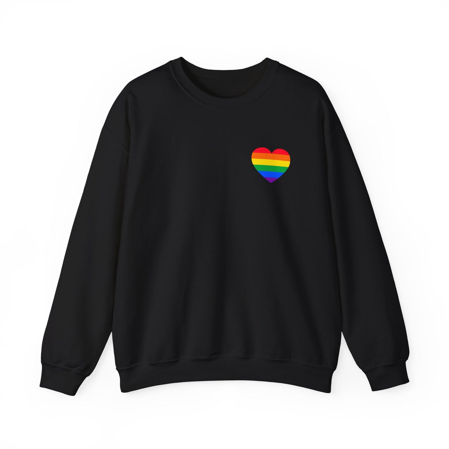 Rainbow Heart Crewneck Sweatshirt, LGBTQ+ Pride Gift, Cozy Unisex Sweatshirt, Casual Everyday Wear, Cute Friendship Sweater