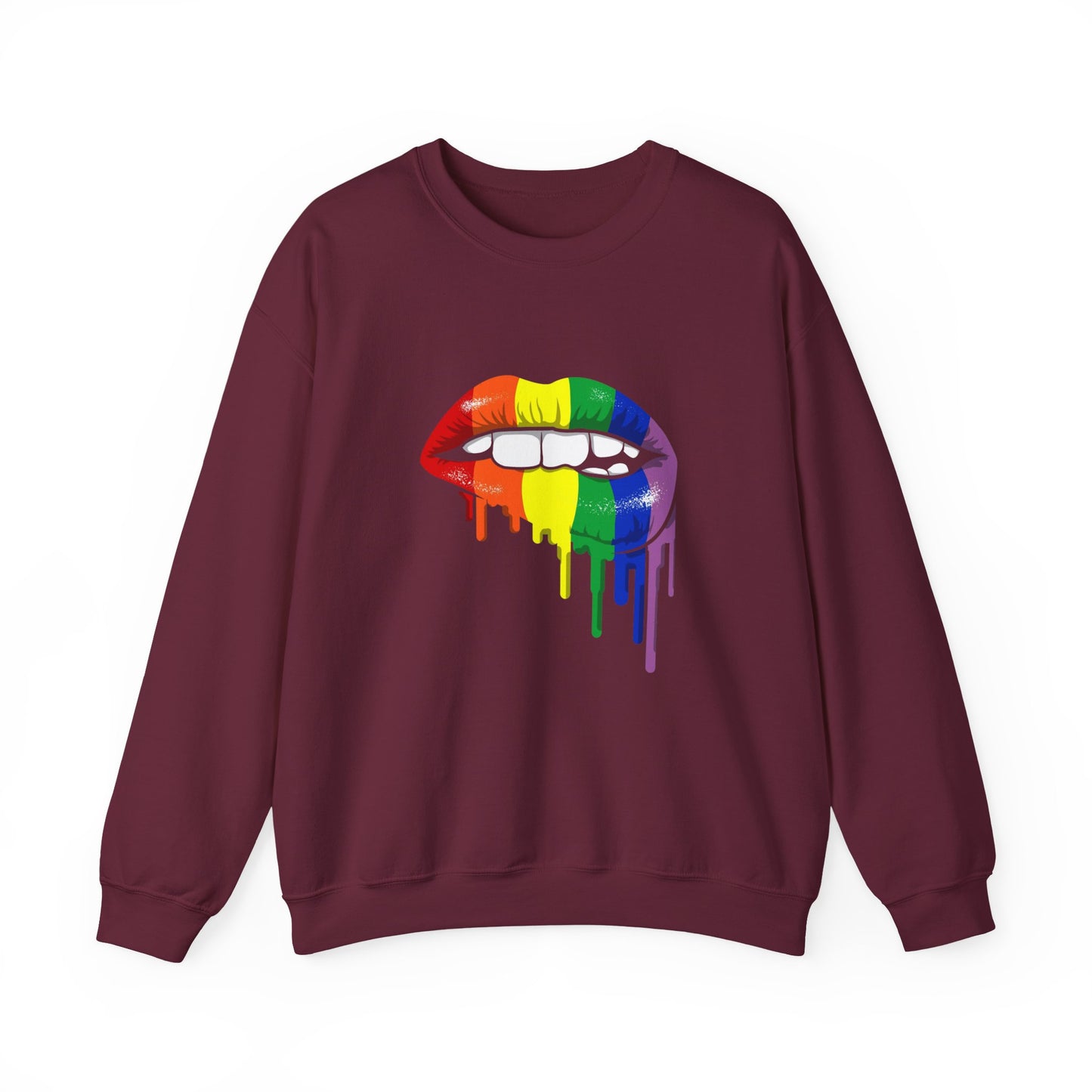 Pride Lip Crewneck Sweatshirt - Unisex Heavy Blend, LGBTQ+ Apparel, Colorful Sweatshirt, Rainbow Gift, Casual Wear