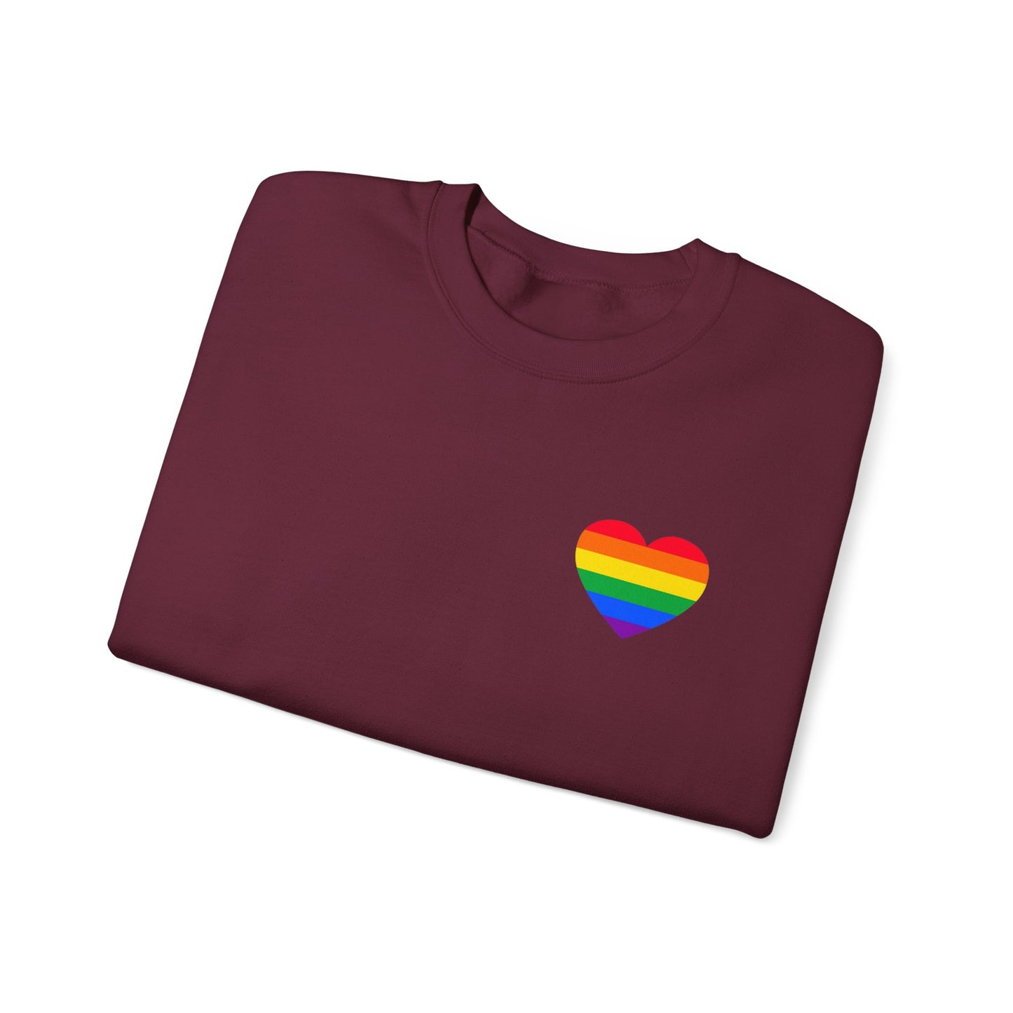 Rainbow Heart Crewneck Sweatshirt, LGBTQ+ Pride Gift, Cozy Unisex Sweatshirt, Casual Everyday Wear, Cute Friendship Sweater