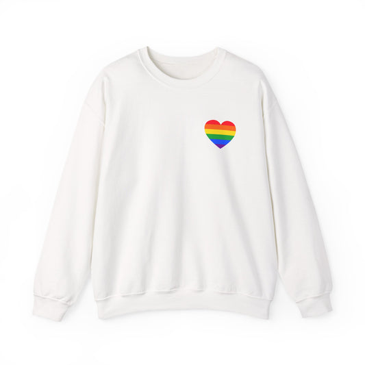 Rainbow Heart Crewneck Sweatshirt, LGBTQ+ Pride Gift, Cozy Unisex Sweatshirt, Casual Everyday Wear, Cute Friendship Sweater
