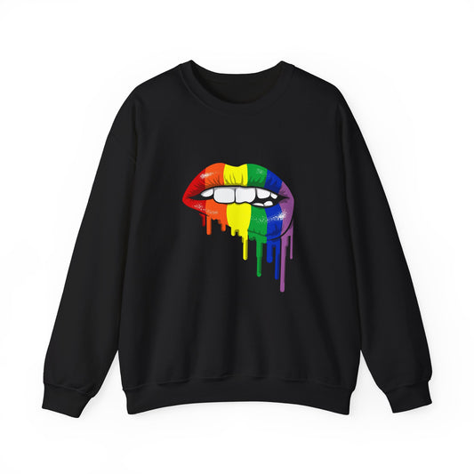 Pride Lip Crewneck Sweatshirt - Unisex Heavy Blend, LGBTQ+ Apparel, Colorful Sweatshirt, Rainbow Gift, Casual Wear