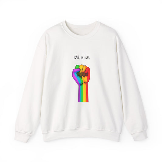 Pride Crewneck Sweatshirt | Love Is Love Graphic | LGBTQ+ Apparel, Inclusive Fashion, Comfortable Casual Wear, Gift for Allies, Unisex