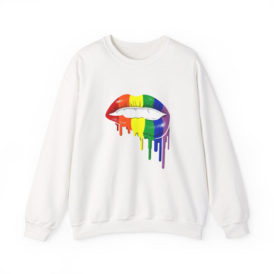 Pride Lip Crewneck Sweatshirt - Unisex Heavy Blend, LGBTQ+ Apparel, Colorful Sweatshirt, Rainbow Gift, Casual Wear