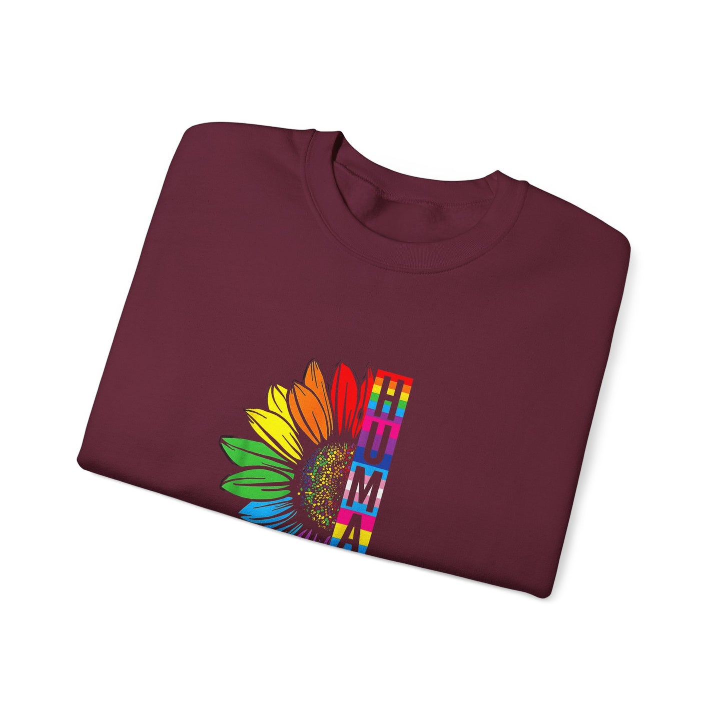 Rainbow Flower Human Sweatshirt | Unisex Crewneck, LGBTQ+ Pride Gift, Colorful Casual Wear, Spring Fashion, Eco-Friendly Apparel