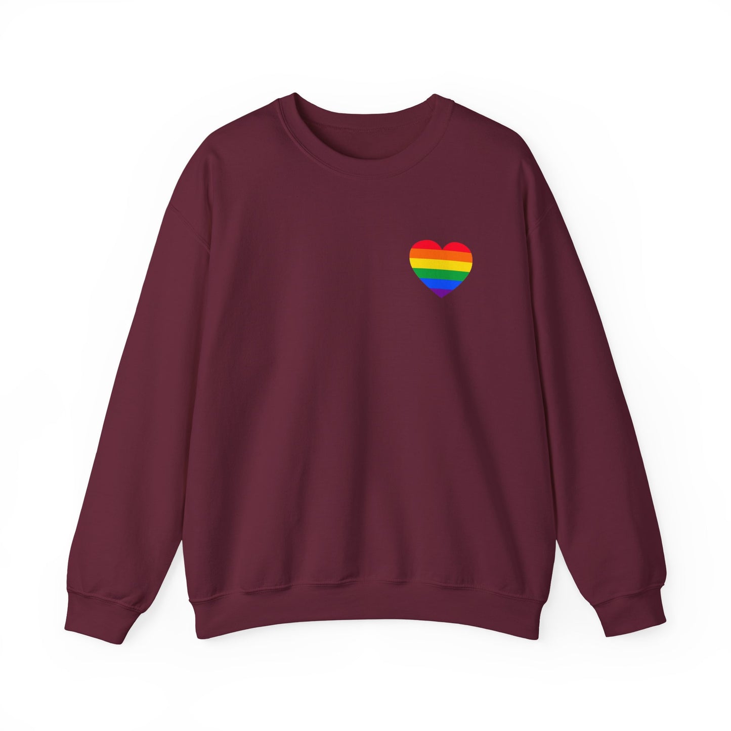 Rainbow Heart Crewneck Sweatshirt, LGBTQ+ Pride Gift, Cozy Unisex Sweatshirt, Casual Everyday Wear, Cute Friendship Sweater