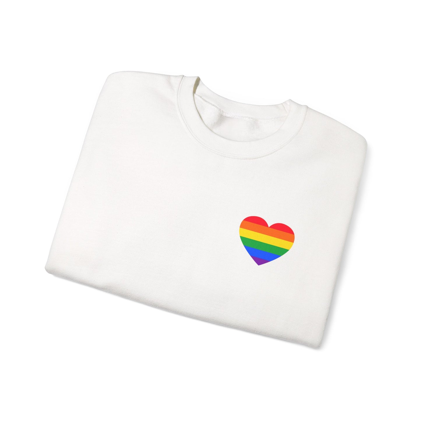 Rainbow Heart Crewneck Sweatshirt, LGBTQ+ Pride Gift, Cozy Unisex Sweatshirt, Casual Everyday Wear, Cute Friendship Sweater