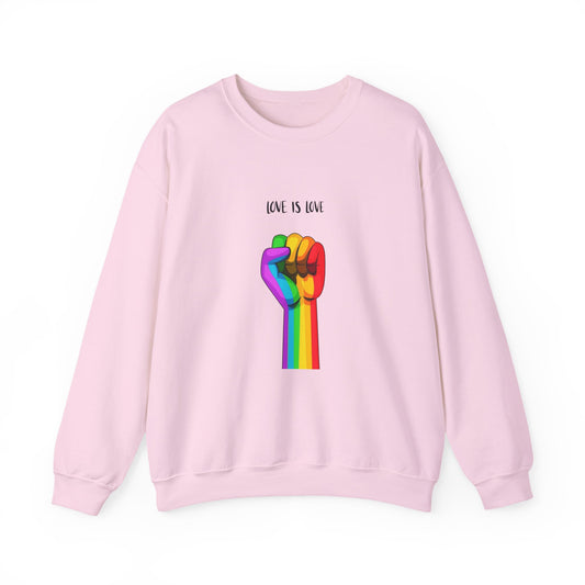 Pride Crewneck Sweatshirt | Love Is Love Graphic | LGBTQ+ Apparel, Inclusive Fashion, Comfortable Casual Wear, Gift for Allies, Unisex