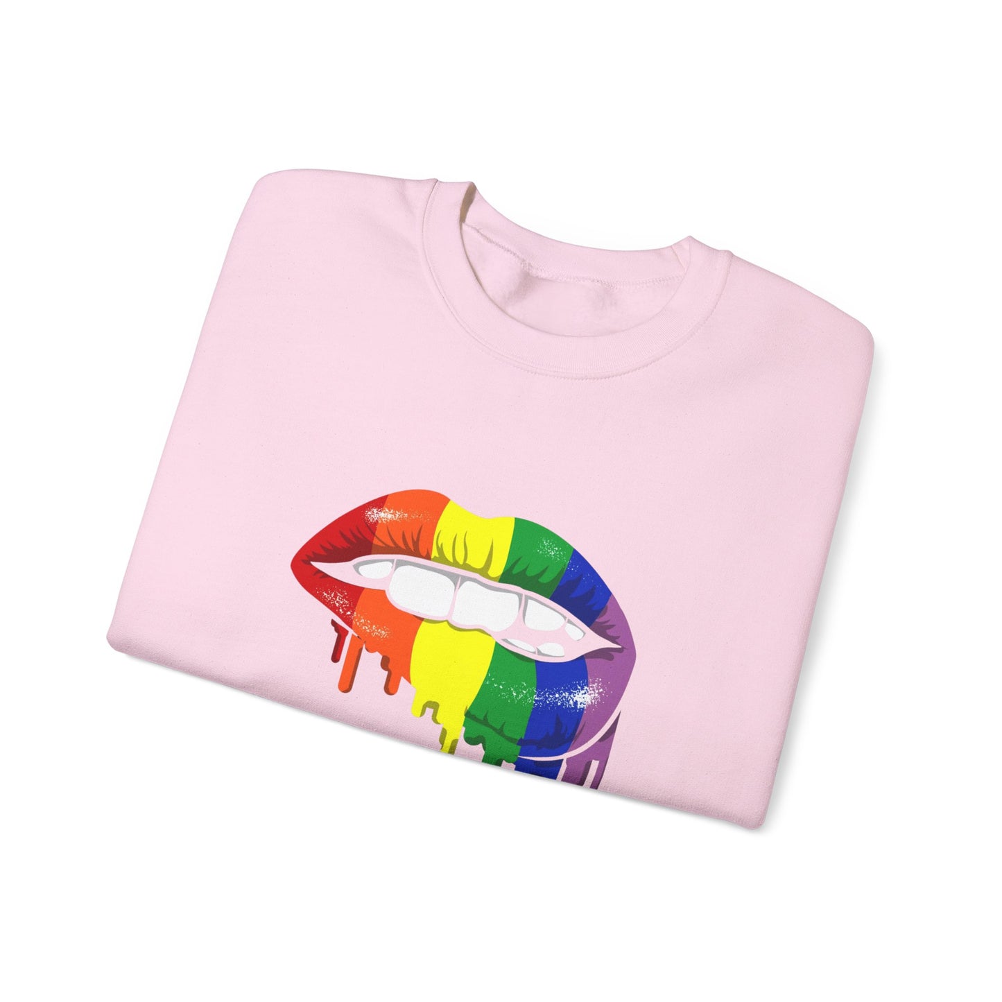 Pride Lip Crewneck Sweatshirt - Unisex Heavy Blend, LGBTQ+ Apparel, Colorful Sweatshirt, Rainbow Gift, Casual Wear