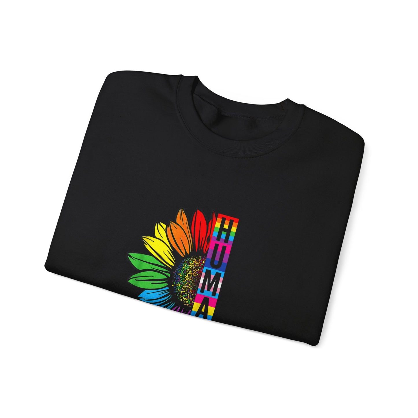 Rainbow Flower Human Sweatshirt | Unisex Crewneck, LGBTQ+ Pride Gift, Colorful Casual Wear, Spring Fashion, Eco-Friendly Apparel