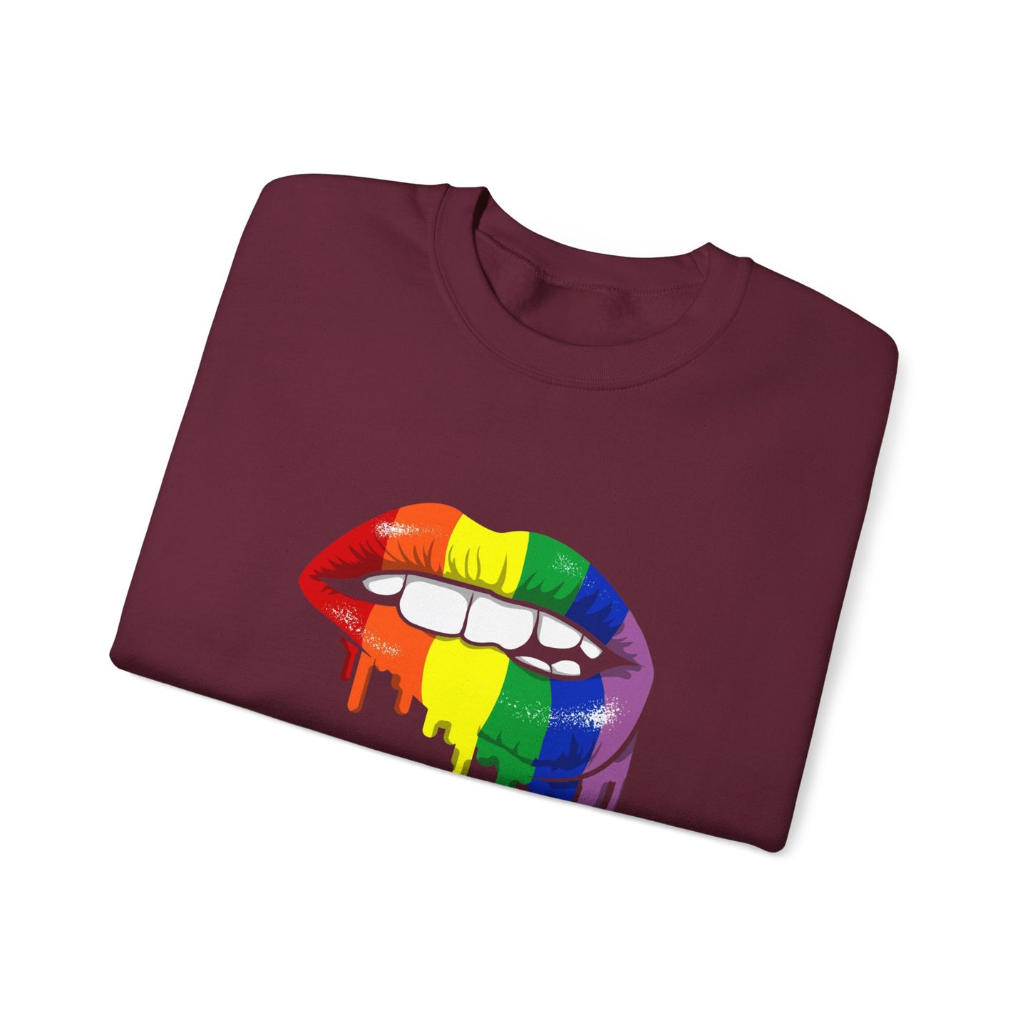 Pride Lip Crewneck Sweatshirt - Unisex Heavy Blend, LGBTQ+ Apparel, Colorful Sweatshirt, Rainbow Gift, Casual Wear
