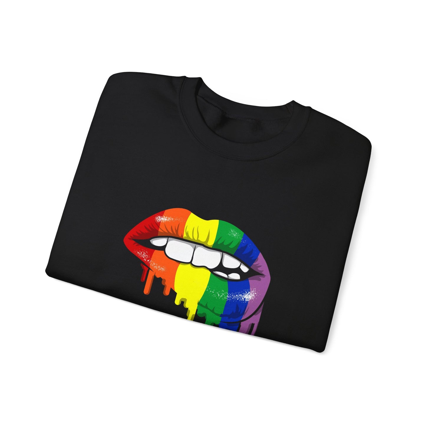 Pride Lip Crewneck Sweatshirt - Unisex Heavy Blend, LGBTQ+ Apparel, Colorful Sweatshirt, Rainbow Gift, Casual Wear